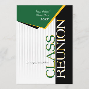 Customisable Green and Gold Class Reunion Invitation