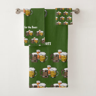 Customisable Green Beers Bath Towel Set