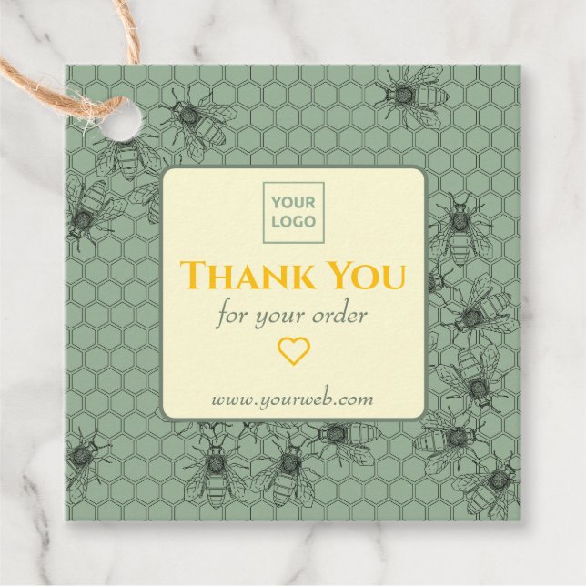 Customisable Green Business Thank You Tag (Front)