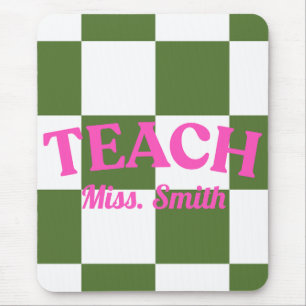 Customisable Green Chequered Teacher Clipboard Mouse Mat
