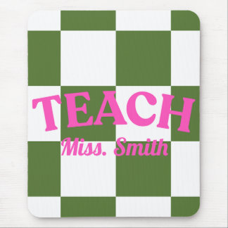 Customisable Green Chequered Teacher Clipboard  Mouse Mat