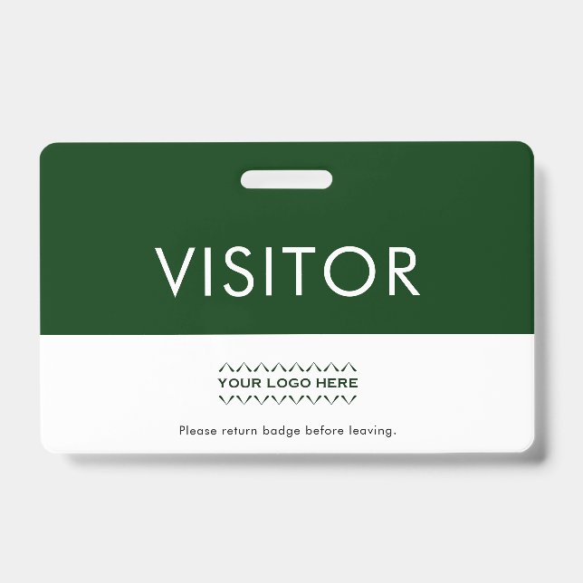 Customisable Green Company Logo Visitor ID Badge (Front)