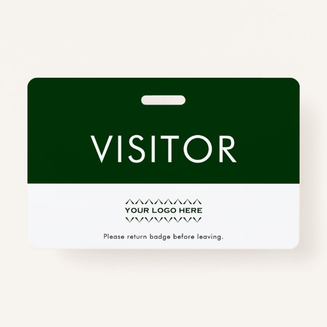 Customisable Green Company Logo Visitor ID Badge (Front)