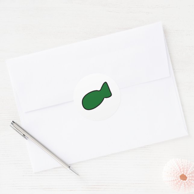 Customisable Green Fish Sticker (Envelope)