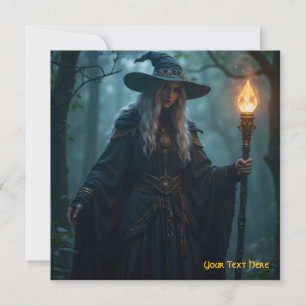 Customisable Green Forest Witch Card