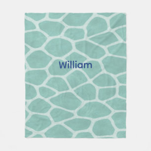 customisable green giraffe print fleece blanket