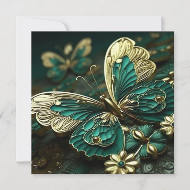 Customisable Green & Gold Vintage Butterfly (Front)