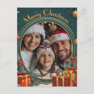 Customisable Green Merry Christmas Postcard