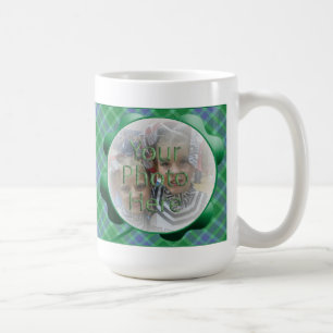 Customisable Green Plaid Shamrock Photo Mug