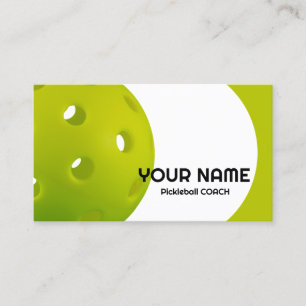 Customisable Green realistic pickleball  Business Card