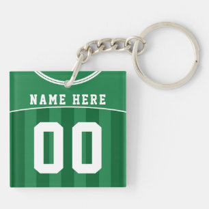 Customisable Green Soccer Jersey Keyring, Football Key Ring