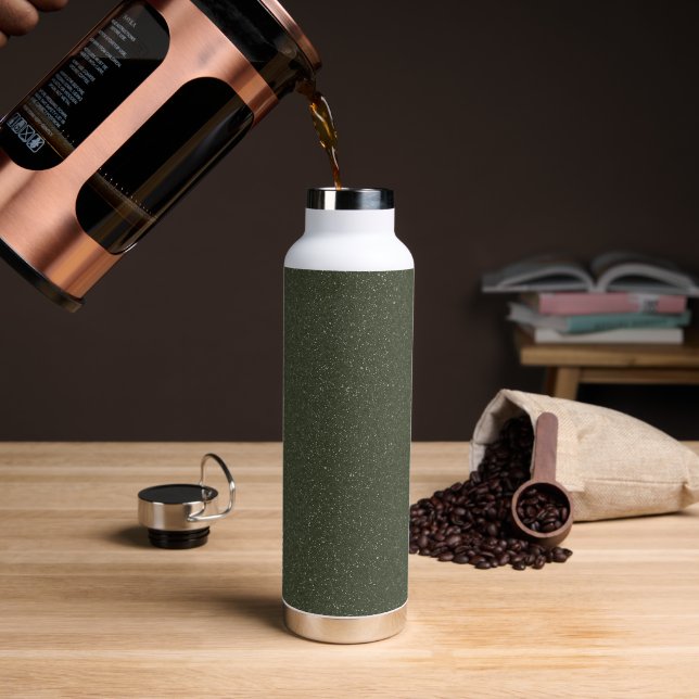 Customisable Green Speckled Water Bottle (Coffee)
