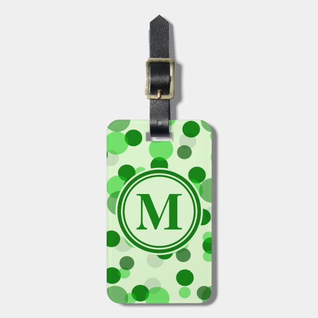 Customisable Green Spots Monogram Luggage Tag (Front Vertical)
