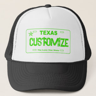 Customisable green Texas license plate hat