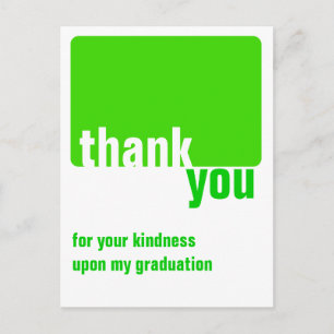 Customisable Green - Thank you - Graduation Postcard