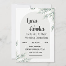 Customisable Greenery Arch Flat Invitation