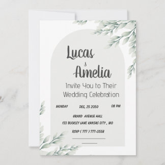 Customisable Greenery Arch Flat Invitation