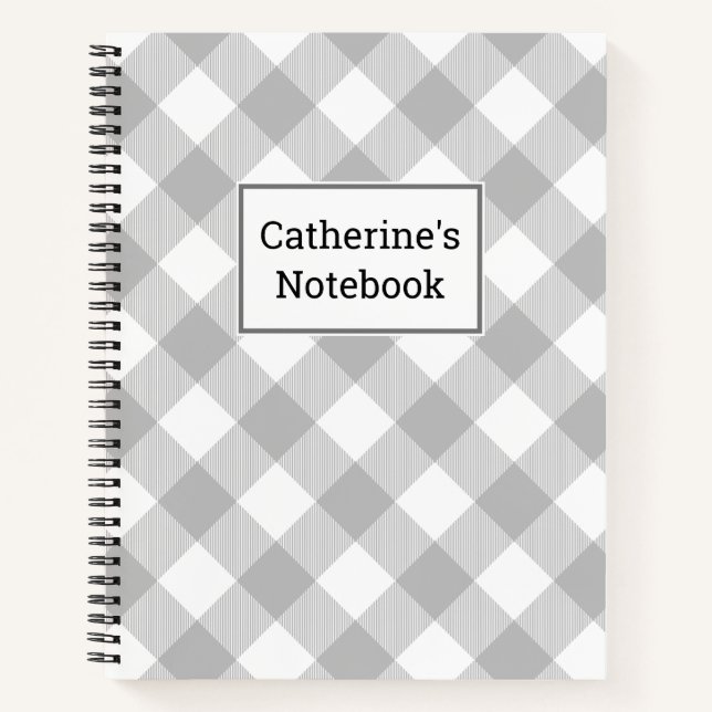 Customisable Grey Buffalo Plaid Notebook (Front)