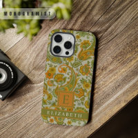 Customisable Grey Green Orange Yellow Paisley
