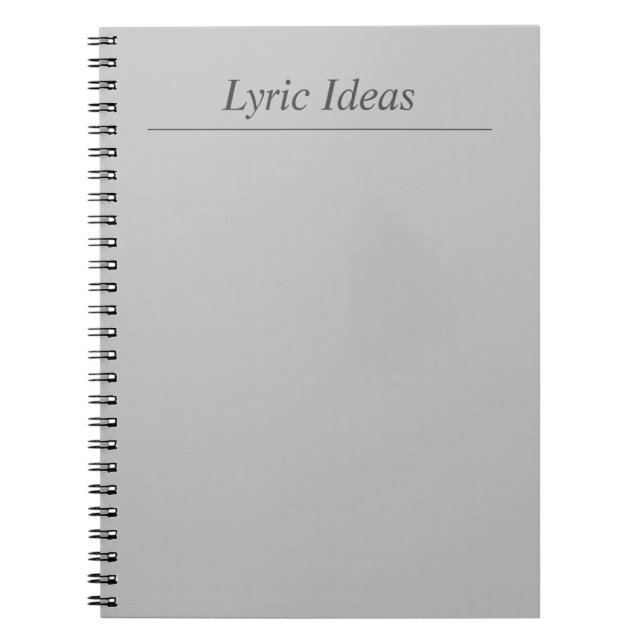 Customisable Grey Lyric Ideas Notebook (Front)
