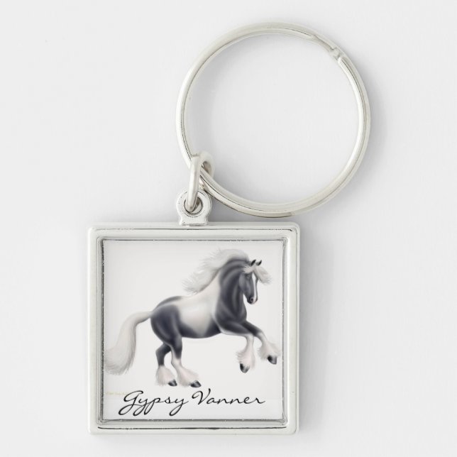 Customisable Gypsy Vanner Cob Horse Keychain (Front)
