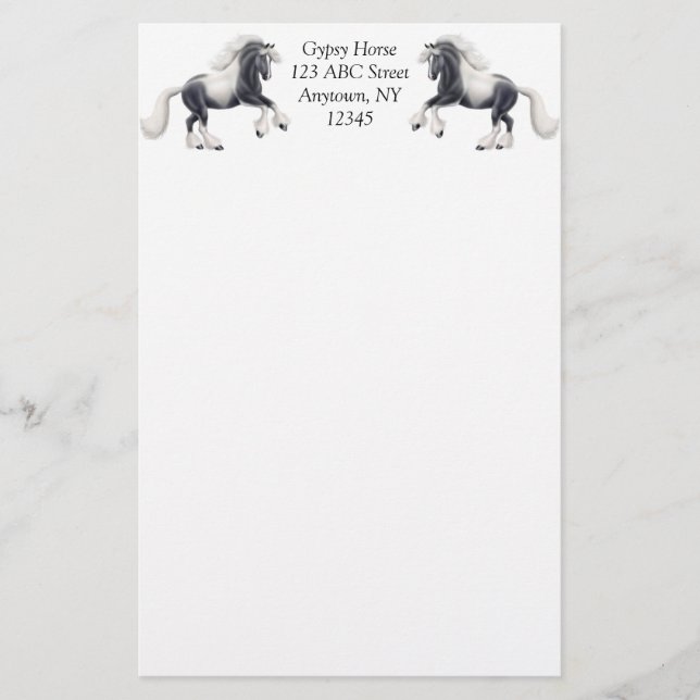 Customisable Gypsy Vanner Horses Stationery (Front)
