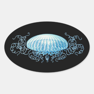 Customisable Haeckel Jellyfish Oval Sticker