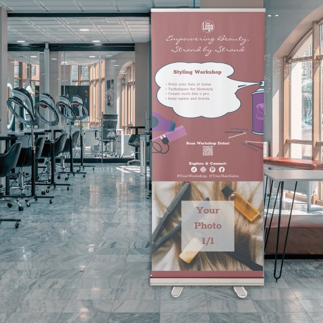 Customisable Hair Salon Workshop Retractable Banner (Customizable Hair Salon Workshop Retractable Banner)