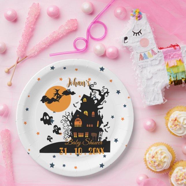 Customisable Halloween Baby Shower Plates (Party)