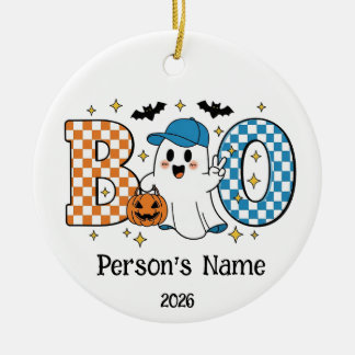 Customisable Halloween BOO Ceramic Tree Decoration