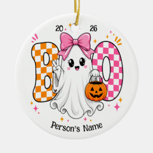 Customisable Halloween BOO Ceramic Tree Decoration