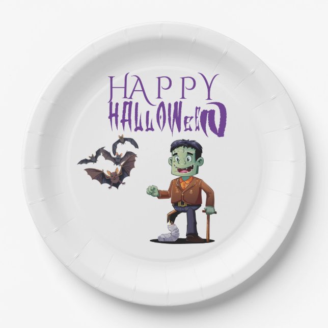 Customisable Halloween Fun  Paper Plate (Front)