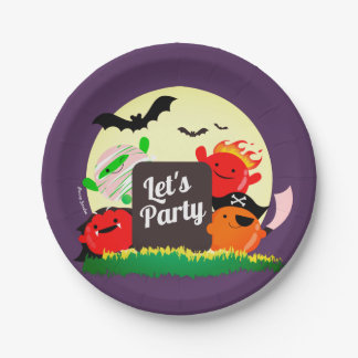 Customisable Halloween - Let's Party Mochis Paper Plate