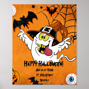 Customisable Halloween party invitation ghost  Poster