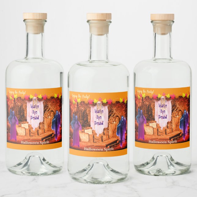 Customisable Halloween Party 'Wake the Dead'  Liquor Bottle Label (Bottles)