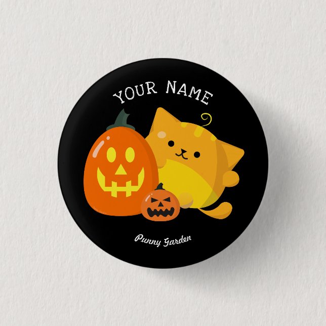 Customisable Halloween - Pumpkin Cat 3 Cm Round Badge (Front)