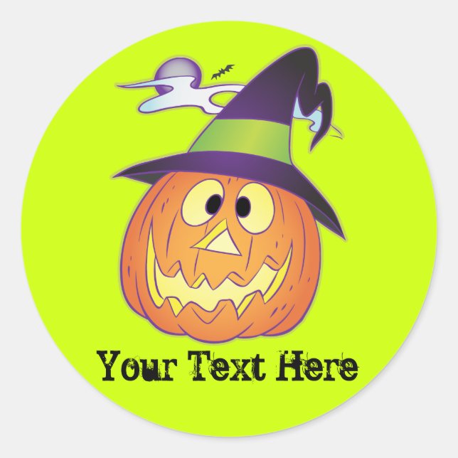 Customisable Halloween Pumpkin Classic Round Sticker (Front)