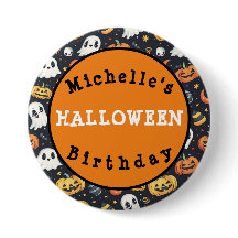 Customisable Halloween Pumpkin & Ghost Button