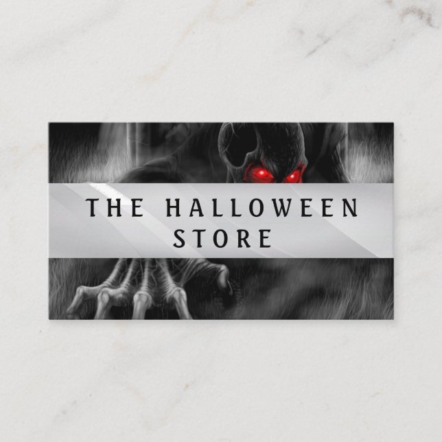 Customisable Halloween Scary Skull Business Card (Front)