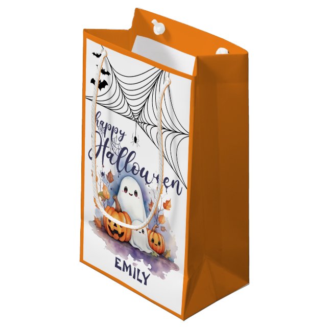Customisable Halloween Small Trick or Treat Bag (Front Angled)