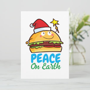 Customisable hamburger peace on earth invitation