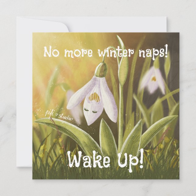 Customisable Hand Drawn Snowdrop Floral Card (Front)