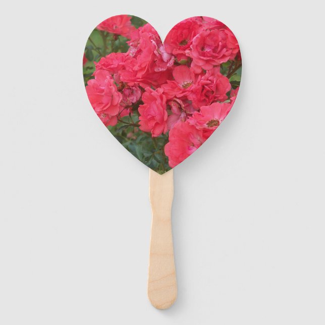 Customisable hand fan - Salmon coloured Roses (Front)