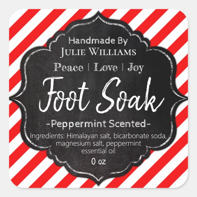 Customisable Handmade Christmas Foot Soak Label (Front)