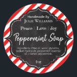 Customisable Handmade Christmas Soap Label<br><div class="desc">This striped Christmas chalkboard sticker for peppermint soap is a customisable label for someone who loves making their own spa products to sell at fairs, fetes and at their own shop stall at a market. It can also be used for handmade gifts for family and friends. This can be used...</div>