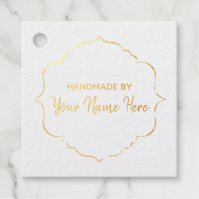 Customisable Handmade Gold Foil Favour Tags (Front)