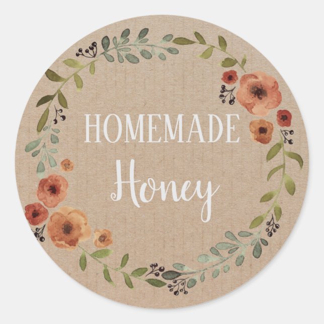Customisable Handmade Product floral wreath Craft Classic Round Sticker (Front)