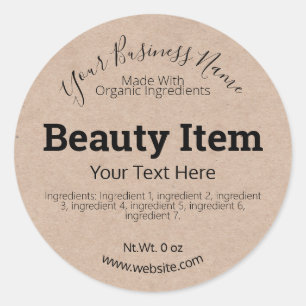 Customisable Handmade Skin Care DIY Business Classic Round Sticker