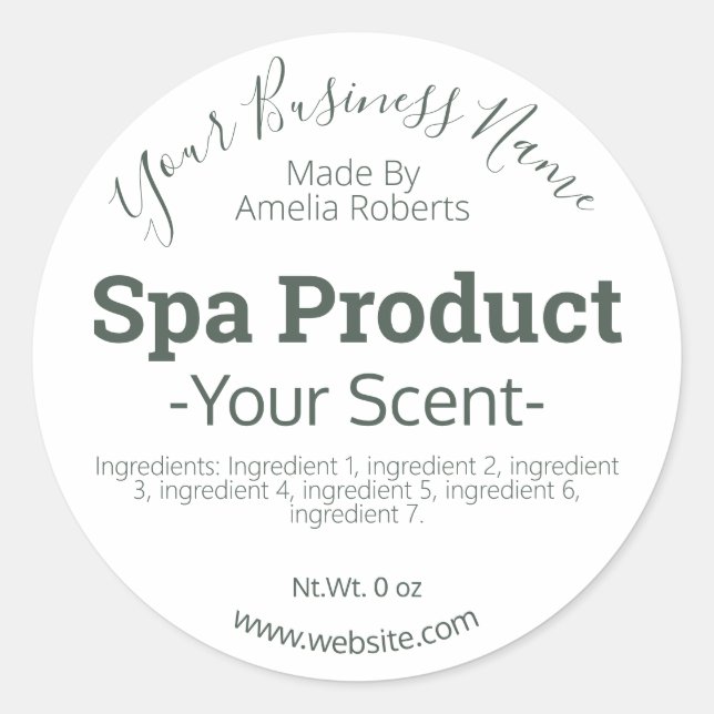 Customisable Handmade Spa Product DIY Business Classic Round Sticker (Front)