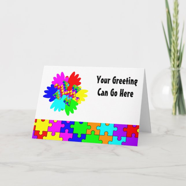 Customisable Hands And Puzzling Puzzle Piece Card (Front)